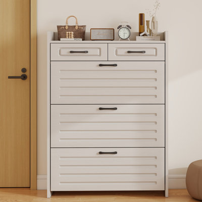 Maupvit Slim Shoe Cabinet With Flip Drawers - Space Saving Entryway Storage Organizer