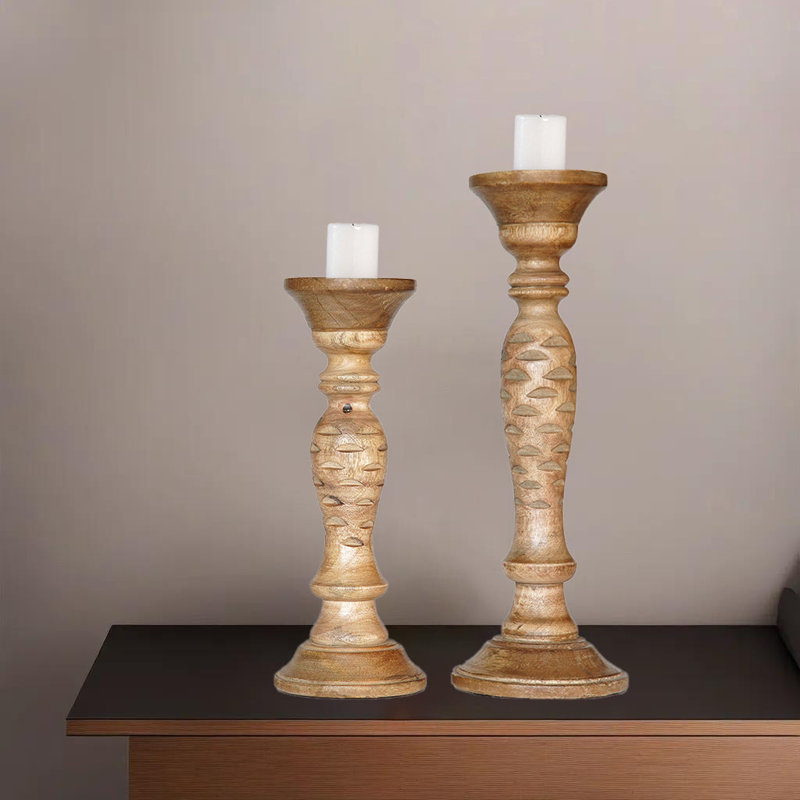 15'' H Wood Tabletop Pillar, Wallnut