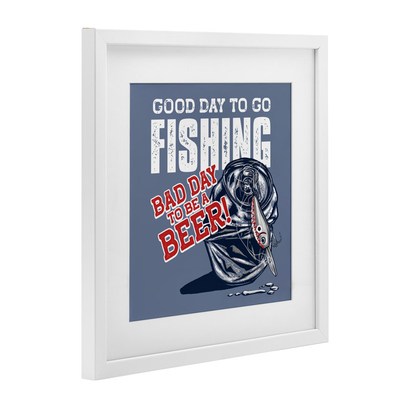 Good Day For Fishing & Beer, reproduction encadrée sous verre, conception de Jedco Brands, Inc., H 13 po x l 13 po