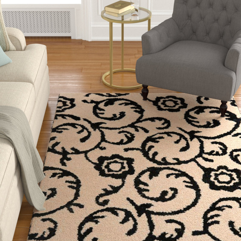 Avayah Soho Hand Tufted Wool & Viscose Floral Rug, Rectangle 5' x 8'