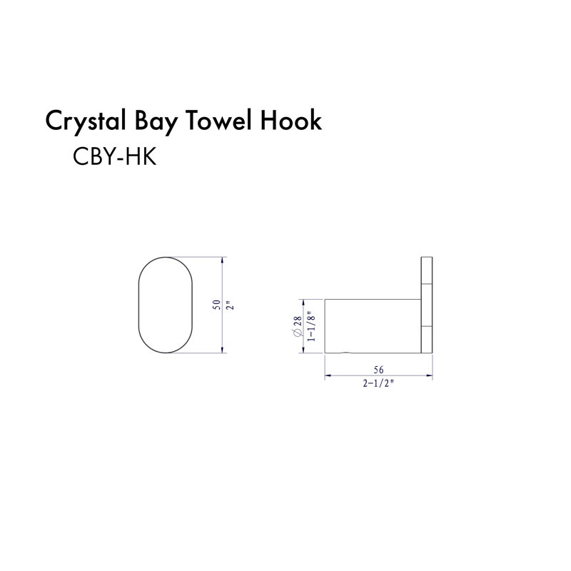 Crystal Bay Wall Mounted Towel Hook, Chrome