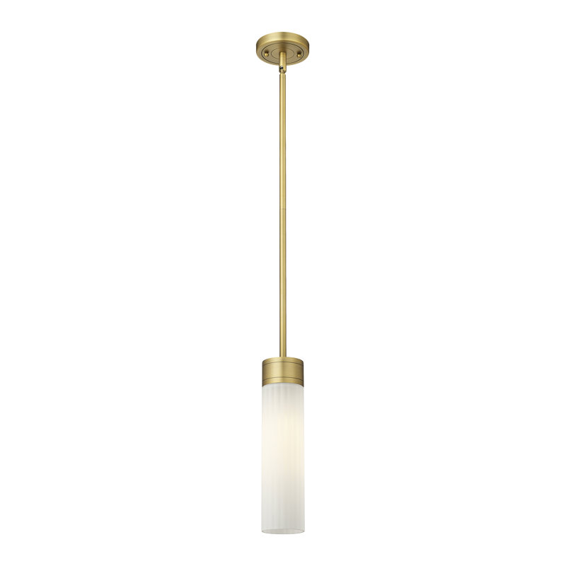 Luminaire suspendu 8 lumières Empire, Laiton brossé, H 12,75 po x l 3,13 po x P 3,13 po, Blanc mat