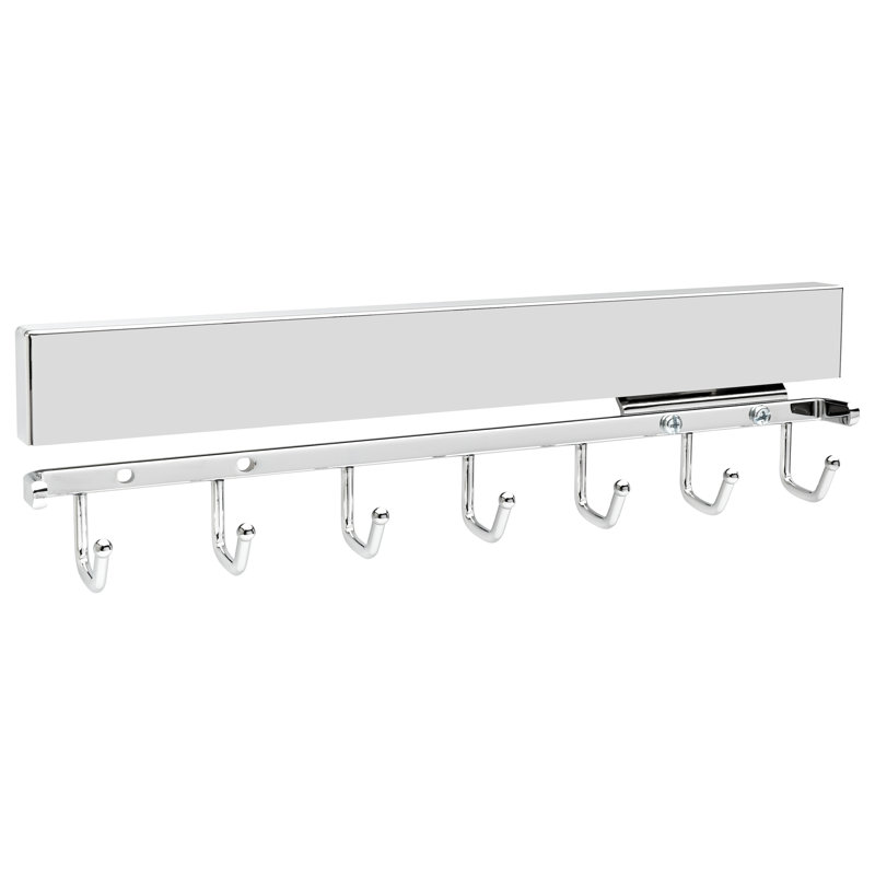 Chrome 14'' Sliding Belt and Accessory Rack with 7 Hooks