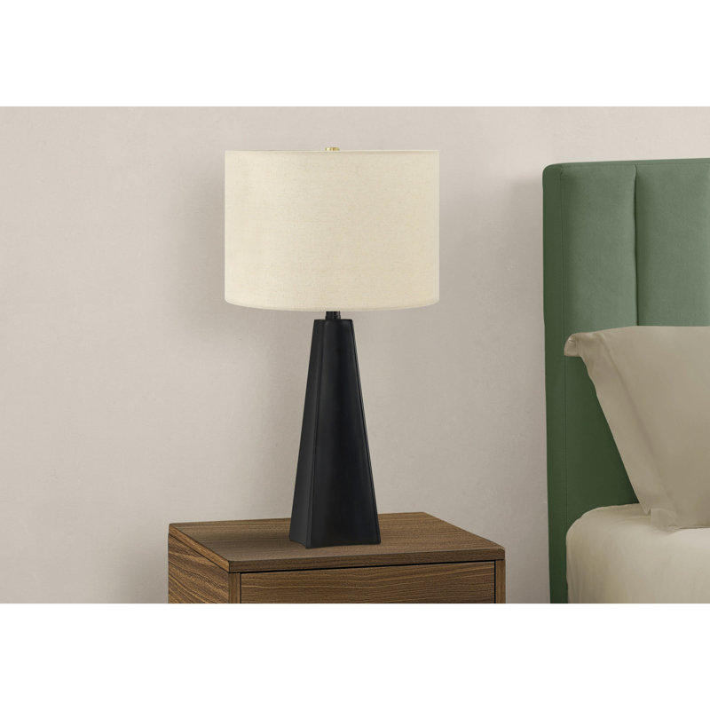 Lampe de table, éclairage, résine noire, abat-jour beige, moderne