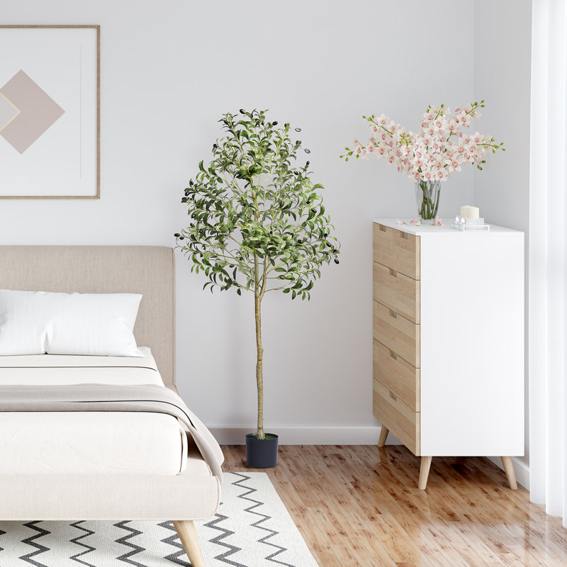 155.0cm Faux Olive Tree Tree in Planter