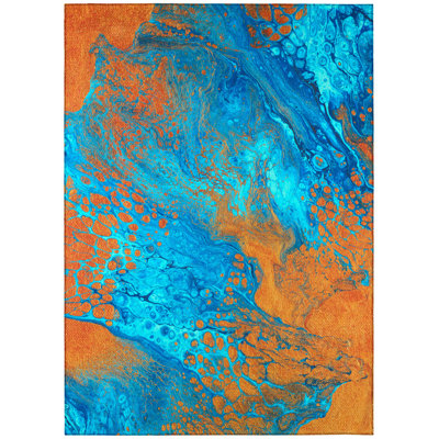 Chenille Washable Abstract Indoor / Outdoor Rug