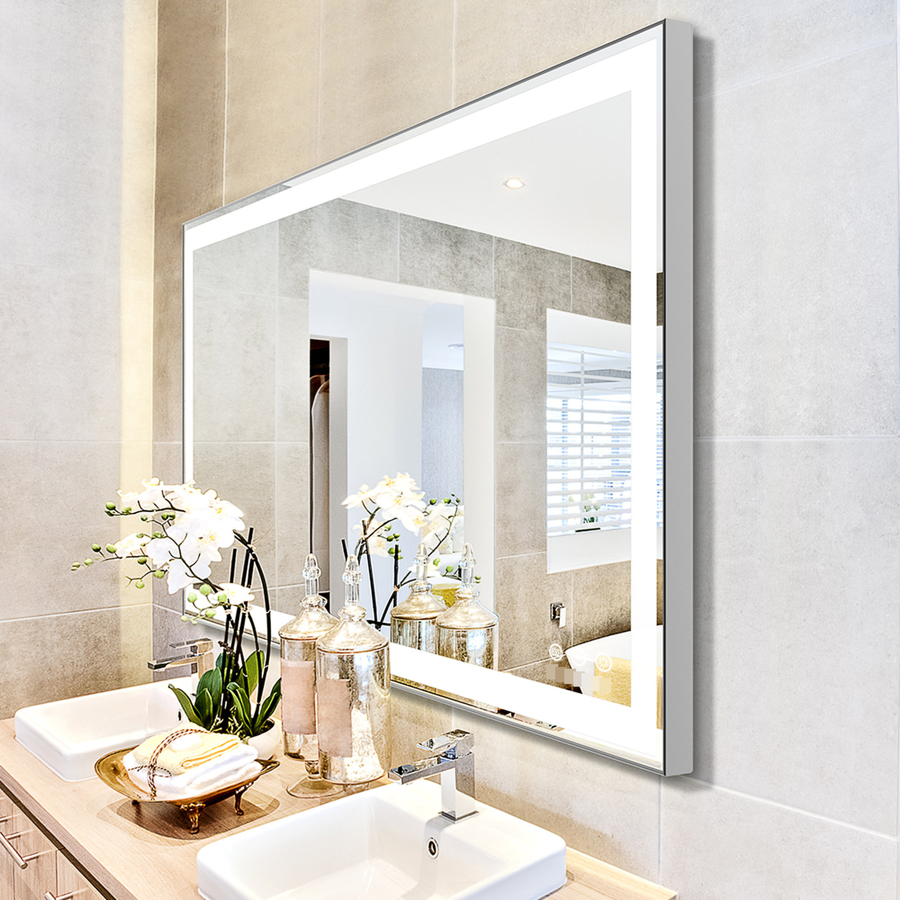 Orren Ellis 48X36 Inch Bathroom Mirror - Led Wall Mounted With Memory ...