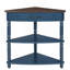 Petite table de coin triangulaire 33,8 po, table de coin en bois pour petits espaces / salon, table de bout à 3 niveaux avec pieds en bois massif-125745554