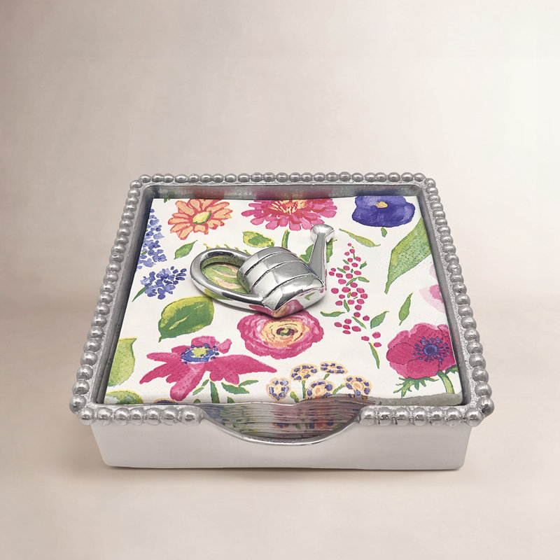 Watering Can Beaded Napkin Box Set
