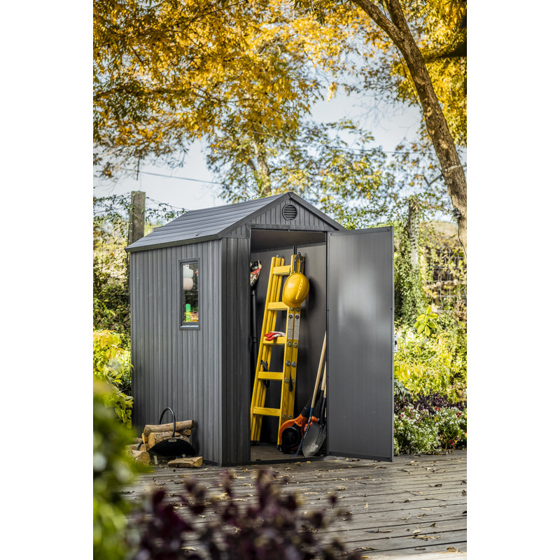 Darwin 4 ft. W x 6 ft. D Durable Resin Outdoor Storage Shed With Floor and Window for Garden Patio Furniture and Tools, Grey