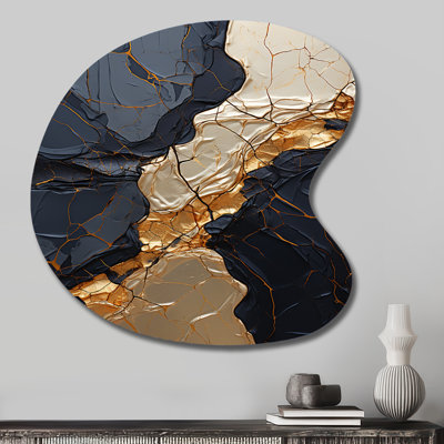 Hawley - Abstract Spirals Unique Shape Metal Prints, Gold Asymmetrical Metal Wall Art