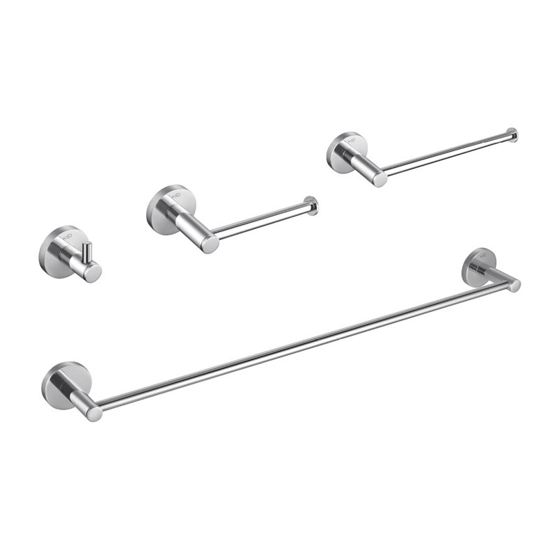 Circular 4 - Piece Bathroom Hardware Set, Chrome