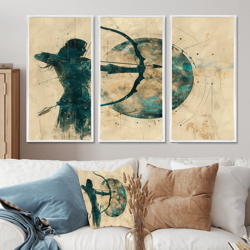 «Green Sagittarius Archer Astrology Cosmic Journey - Astronomie Sagittaire», ensemble de reproduction d'art mural