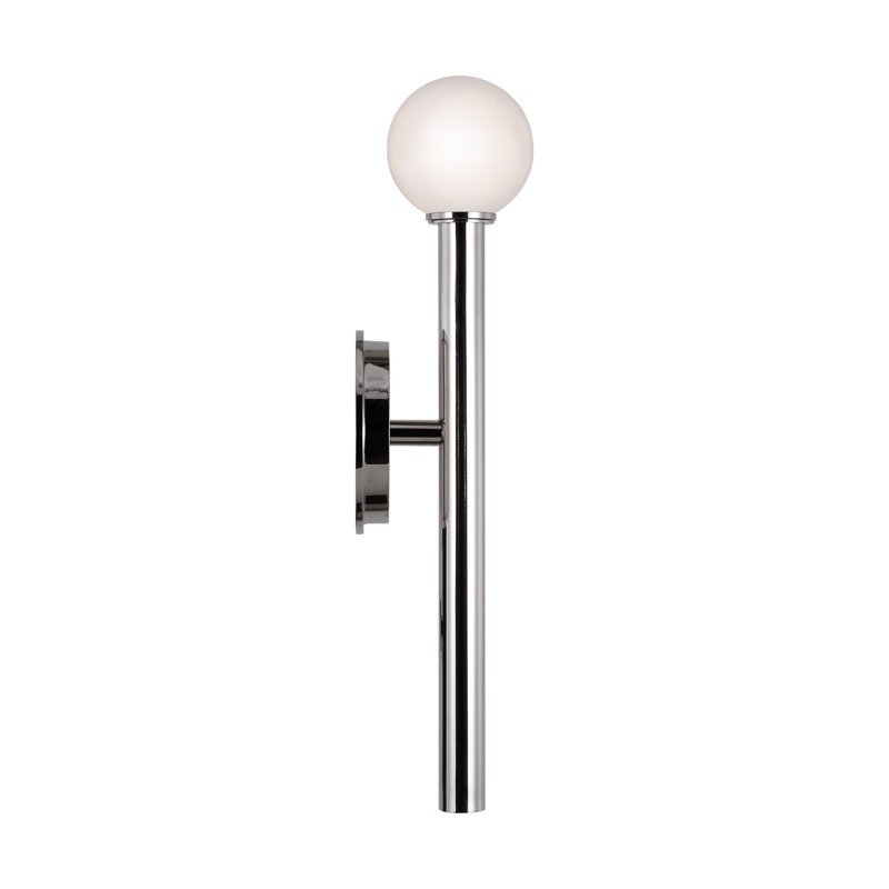 Polished Nickel Modern Vanity Sconce with White Glass Shade