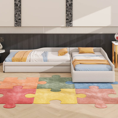 Lit de jour simple à rembourrage doux avec couchette intégrée et espace de rangement