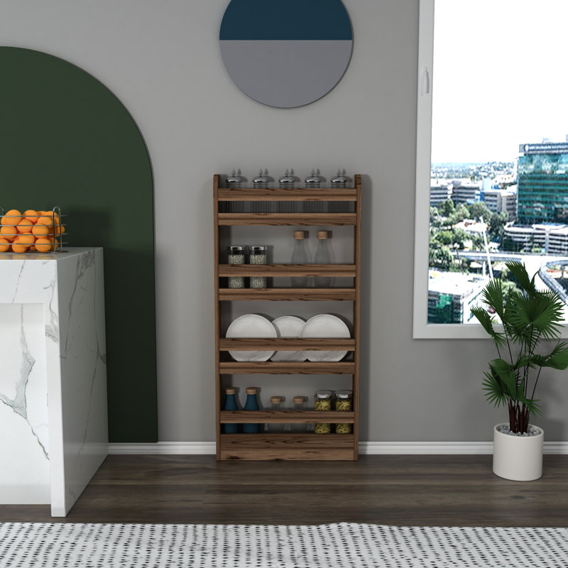 Wall Spice Rack, Light Walnut