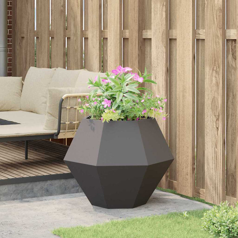  Planter Steel, 60cm H x 75cm W x 75cm D, Black