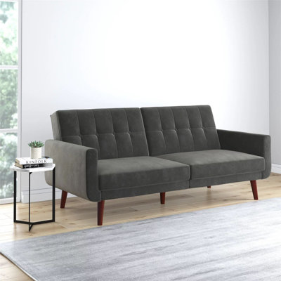 Futon moderne, velours gris