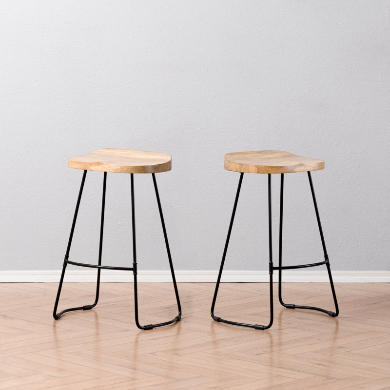 Racette Counter Stool with Metal Frame, Natural, Counter Stool (27" Seat Height)