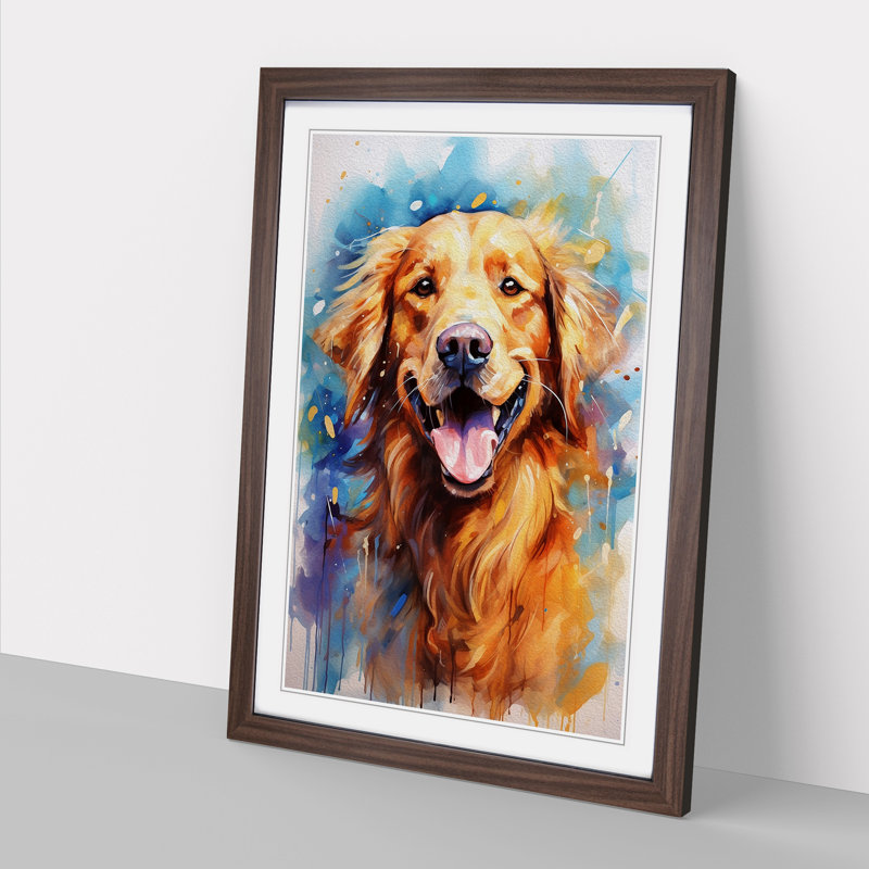Golden Retriever Gestural - Framed Print