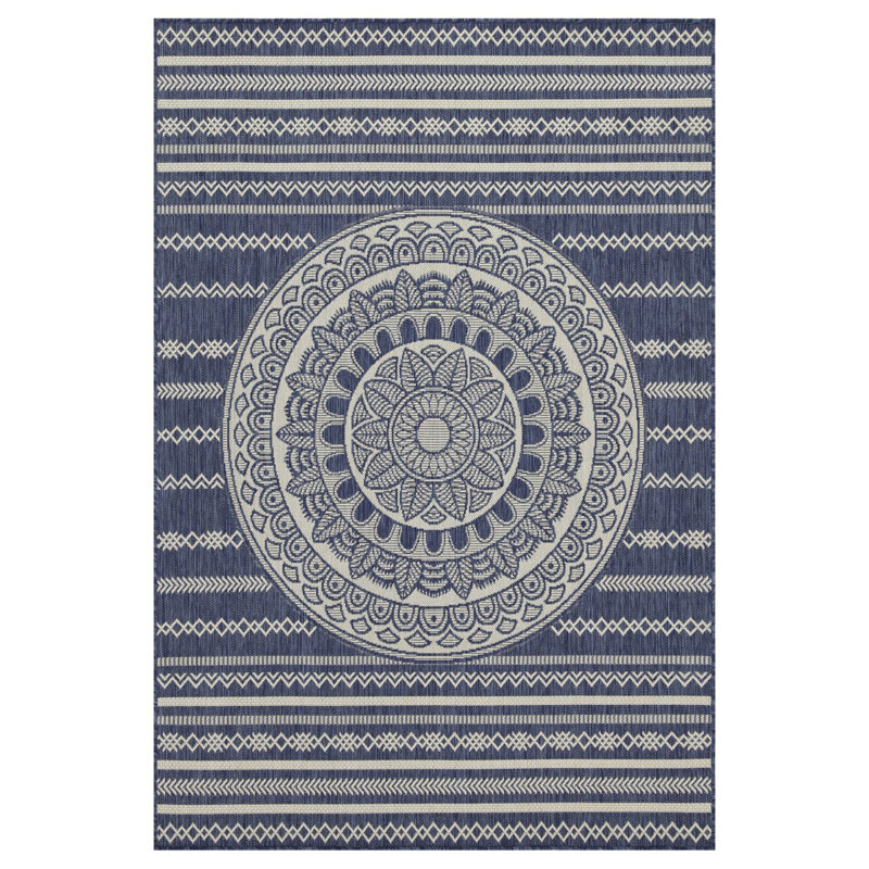 Blue 5 Ft. 3 In. X 7 Ft. 3 In. Indoor/Outdoor Area Rug, Rectangle 5'3" x 7'3"
