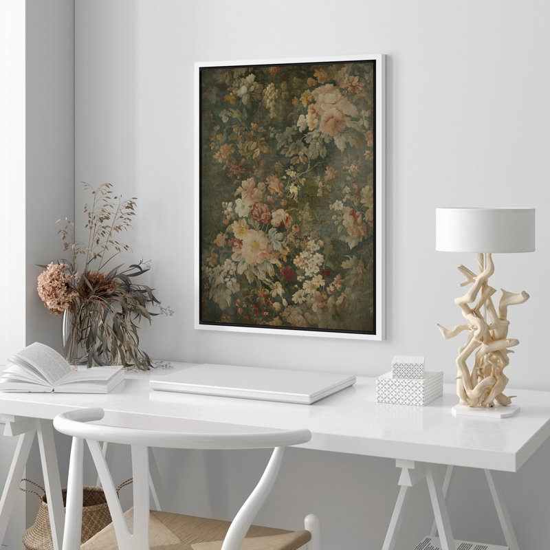 Impression sur toile Moody Green Vintage Vaiety, H 36 po x l 24 po, Blanc
