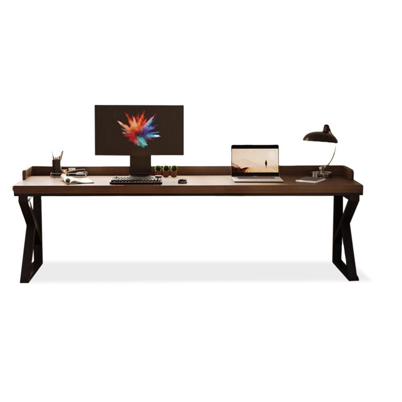Black+Tan Rectangular Solid Wood desks, 29.53" H x 78.74" W x 23.62" D