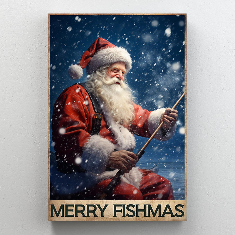 «Merry Fishmas», reproduction d'art graphique sur toile tendue, H 14 po x l 11 po x P 1,25 po