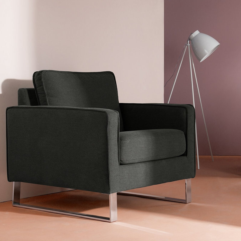 Dayton Upholstered Armchair, Graphite Grey