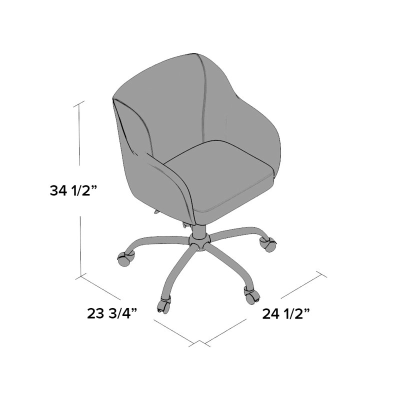 Atlantic Blue Velvet Fabric Swivel Task Chair with Polished Chrome Base