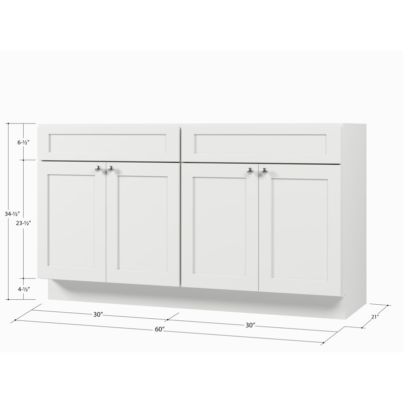 Base de meuble-lavabo double 60 po Disar, Blanc