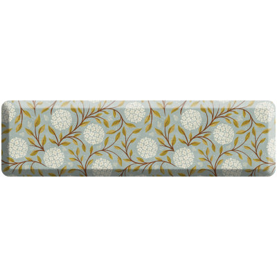 Anti-Fatigue Kitchen Comfort Mat, Hydrangea Vine Pattern in Sky Blue