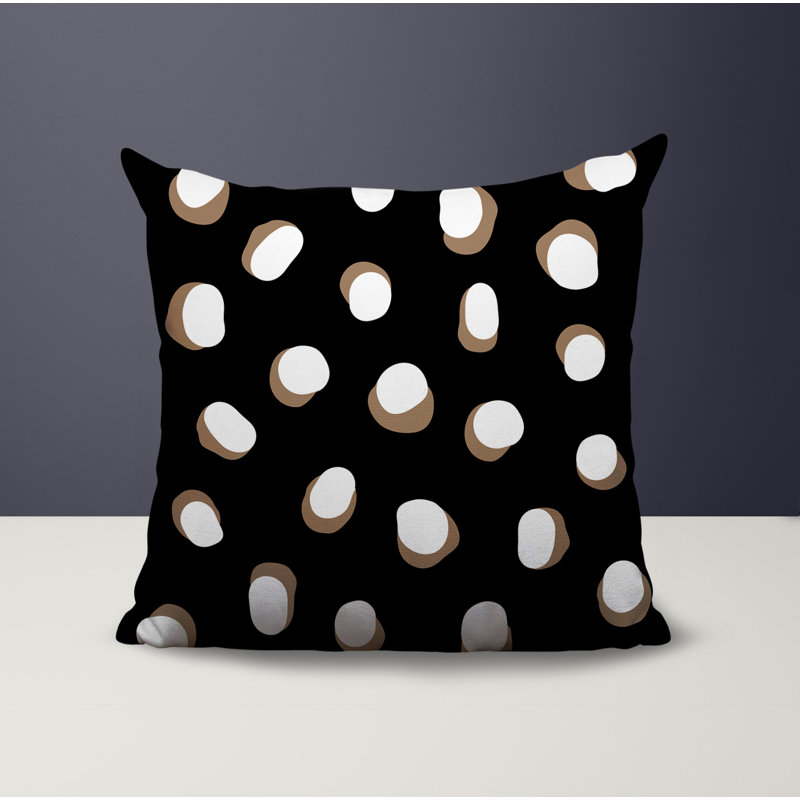 Oreiller réversible intérieur / extérieur Jayi Spots, 20 x 20, Noir