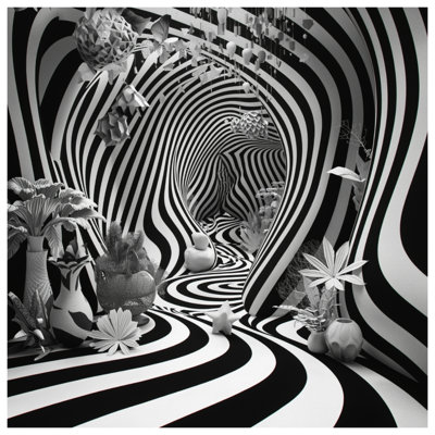 Édredon noir et blanc à rayures