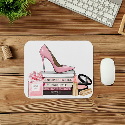Fashion and Glam Luxe Heel and Fashion Books Shoes High Heels Glam Luxe Gaming Cute Office Laptop Desk Pad Gift Mat Square Rectangle Non-Slip Mousepad