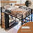 Bunk Bed Twin Over Twin with 3-Tier LED Shelves and Hall Tree Storage-1680424712