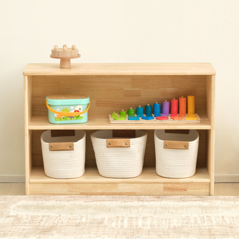 Rubber Wood 2-tier Montessori Shelf And Toy Storage, 35.4" L