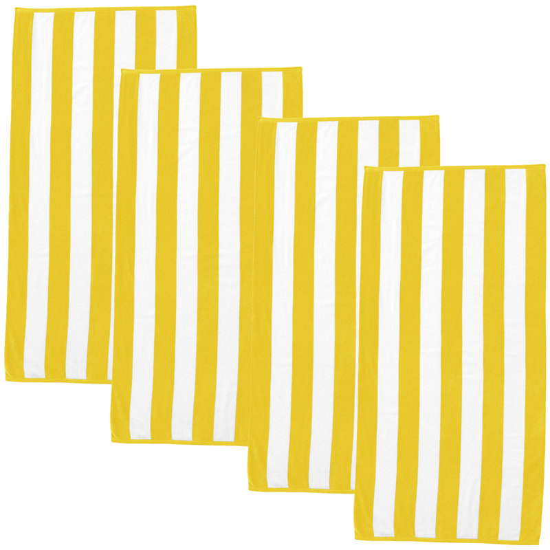 100% Cotton Absorbent & Quick-Dry Cabana Beach Towels, Yellow