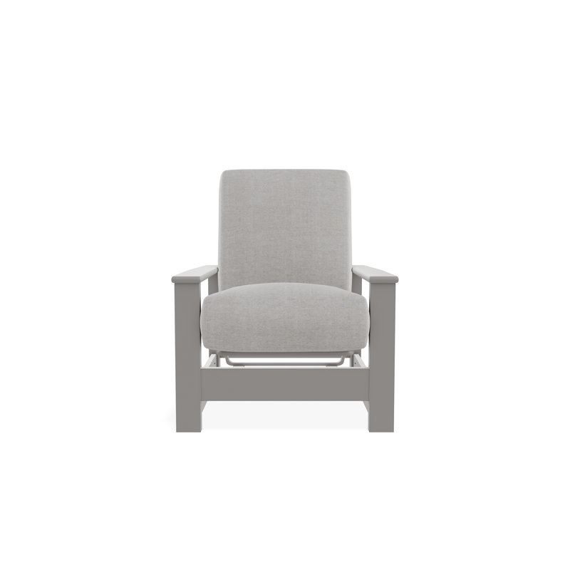 Leeward Marine Grade Polymer Deep Seating Cushion Arm Chair with Hidden Motion, Warm Gray, Charter Silk