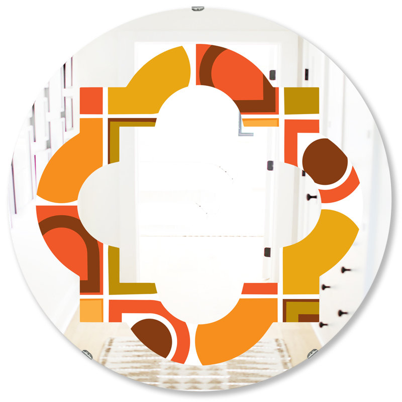 Miroir mural moderne à motif géométrique abstrait quadrilobe VI, 31,5 po x 31,5 po