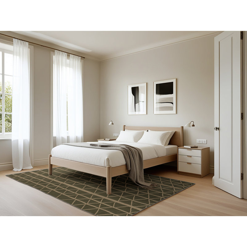 Machine Washable Trellis Brown Area Rug, Rectangle 5' x 7'