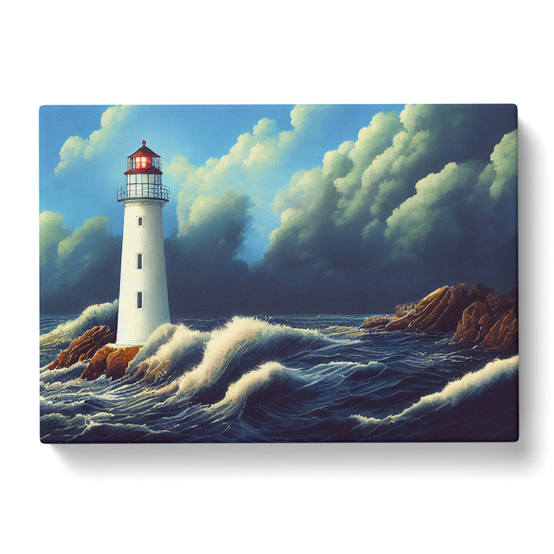 Lighthouse Watercolour Vol.3 - Wrapped Canvas, 50cm H x 76cm W x 3cm D