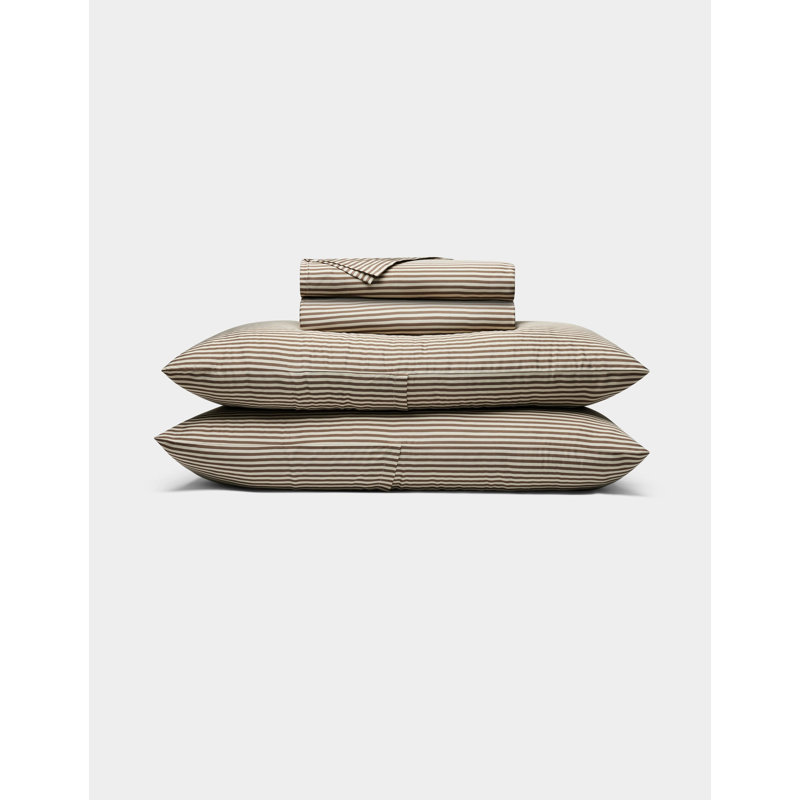 Bamboo Sheet Set, Split King Sheet Set, Classic Stripe in Ebony
