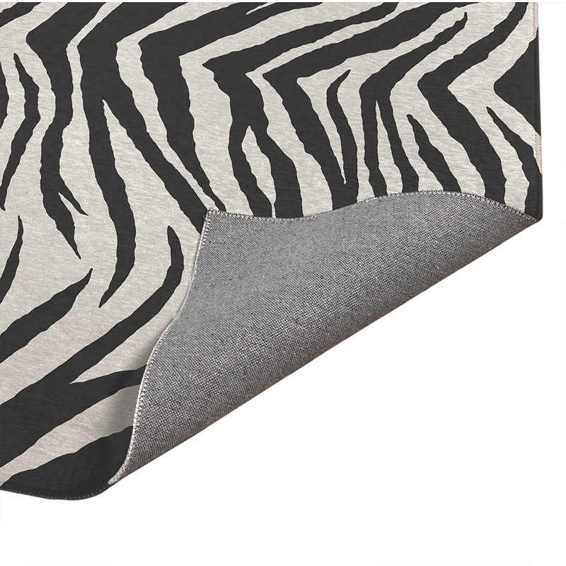 Tapis de cuisine Zebra Patch, Ivoire/gris anthracite, Rectangulaire 2 pi x 3 pi