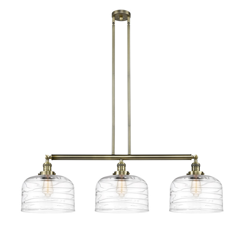 Bell - Luminaire suspendu pour îlot de cuisine 3 lumières 42 " , Plaqué couleur fumée, Ampoule non incluse