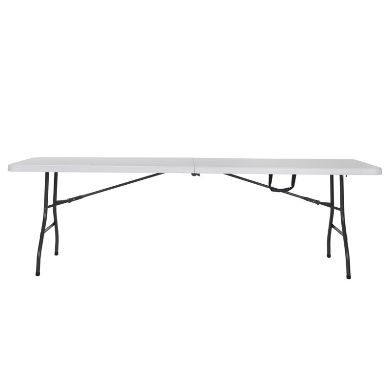 White 8-Foot Fold-in-Half Banquet Table with Handle