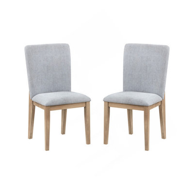 Ensemble de 2 chaises de salle à manger Emi de 25 po, assise rembourrée, revêtement en lin gris