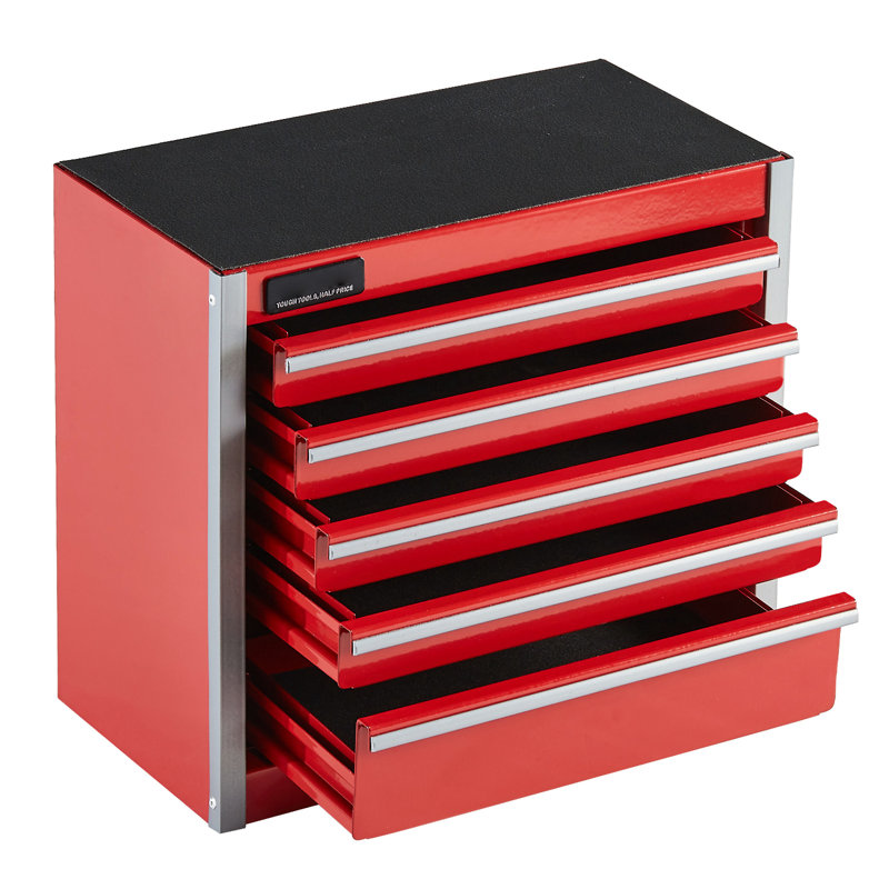 Boîte à outils portative rouge de 8,6 pouces avec 5 tiroirs, matériaux et produits de bricolage, conception multicouche pour espace vertical, organisateur de métal à éviter bruit, tiroirs, fournitures de papeterie, tiroir lisse