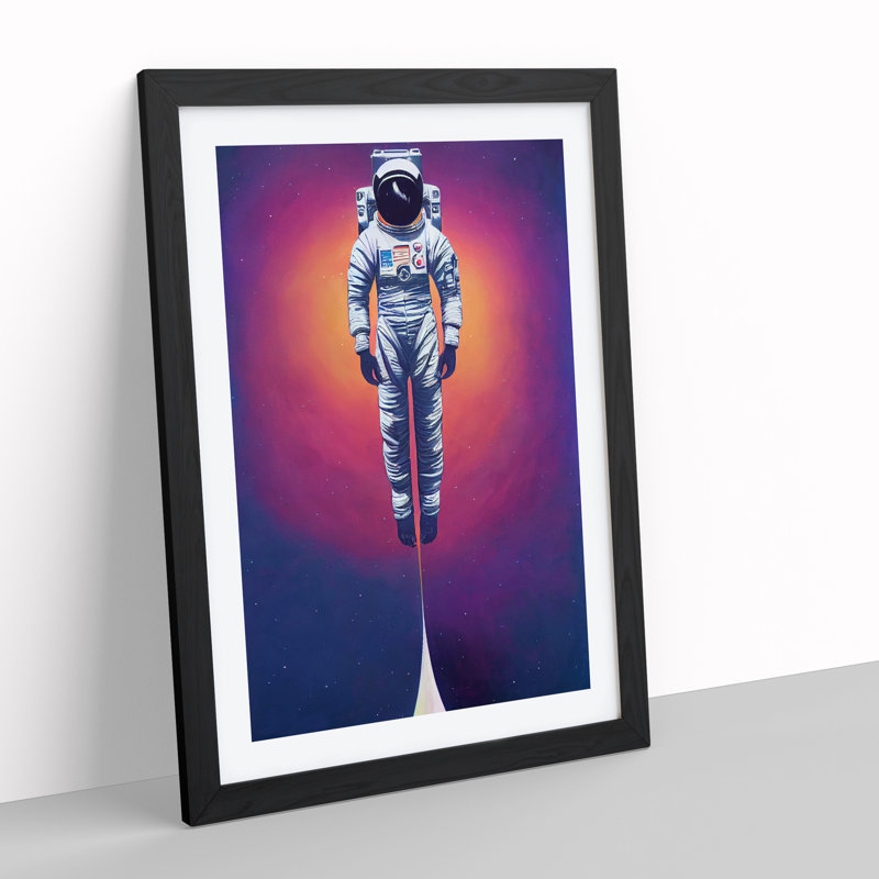 Ascending Astronaut - Single Picture Frame Print, Black, 34cm H x 25cm W
