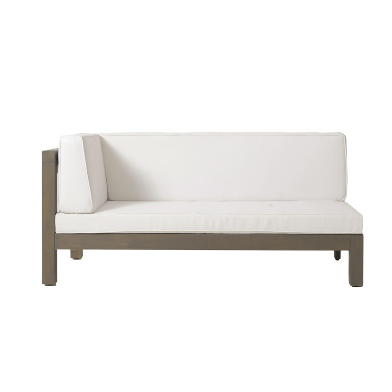 Canapé modulaire d'extérieur en forme de L de 58,25 po avec coussins Suvada, Left Hand Facing, Blanc, Gris